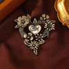 Pearl Accent Heart Brooch with Metal Floral Details - Image 2