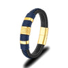 Punk Men Braided Blue Leather Bracelet Black Stainless Steel Magnetic Buckle Bracelet Gifts - Image 10