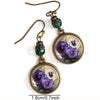 Vintage Green Bead Purple And White Flower Glass Dangle Bronze Earrings For Women Jewelry Accessories - Image 6