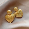 Vintage Metal Striped Round Heart Earrings for Women European American Retro Ball Drop Earrings Elegent Female Simple Jewelry - Image 1
