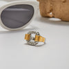 Women Stainless Steel Color Blocking Ribbed Twist Hollow Opening Ring Daily Accessory - Image 4