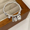 Silver Bracelets for Women Men String Accessories Letter Pattern Pattern Pendant Party Jewelry Gift - Image 3