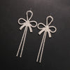 Stonefans New in Crystal Bow Drop Earrings Christmas Jewelry for Women Luxury Rhinestone Bridal Tassel Earrings Wedding Gifts