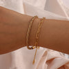 Stainless Steel Melsh Rope Paper Clip Link Figaro Waterwave Chain Gold Plated Bracelets Set Jewelry - Image 5