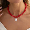 Colorful Acrylic Bead Necklace with Irregular Pearl-Style Pendant - Image 14