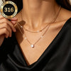 Female Party Accessories Double Layer Clavicle Shiny CZ Pendant Necklace Stainless Steel Clearly Zircon 2 Layered Choker - Image 1