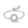 Silver 26 English Letters Adjustable Chain Finger Rings For Women Wedding Anniversary Jewelry - Image 11