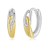 Silver Two Tones Cross Hoop Earrings for Women, Sleek Polished Piercing Huggie Earrings for Women Girl Gift - Image 8