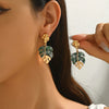 Creative Green Resin Leaf Hollow Pendant Earrings for Women Gold Color Ginkgo Leaf Personality Earrings Party Jewelry - Image 1