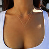 Yupsk Sliver Gold Color Double Layered Long Tassel Chain Necklaces for Women Simple Metal Bead Choker Necklace Jewelry - Image 3