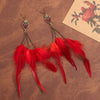 Bohemian Exaggerated Long Natural Feather Earrings for Women Vintage Rhinestone Water Drop Dangle Earring Party Wedding Jewelry - Image 3