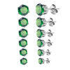 Six-Pair Stainless Steel Stud Earring Set with Cubic Zirconia in Multiple Colors - Image 7