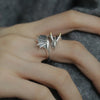 Silver Rings For Women Simple Vintage Handmade Adjustable Finger Retro Bat Ring Band Female Gift - Image 2