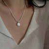 Silver Sparkling Round Pearl Necklace Simple Style Charm Pendant Choker Birthday Gift for Women Jewelry - Image 4