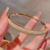 Cubic Zirconia Gemstones Minimalist Cuff Bangles Bracelets - Image 1