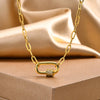 Pave Zircon Pin Pendant Neckalce for Women, Adjustable Stainless Steel Paperclip Chain Jewelry - Image 2