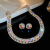 Fyuan Crystal Necklace Earrings Green Rose Pink Blue Necklace for Women Weddings Party Jewelry Sets Accessories - Image 8