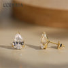 Pear Cut Earrings for Women Gold Plated Jewelry Silver Ear Studs - Image 2
