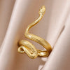 316L Gold Plated Stainless Steel Snake Rings For Women Men Open Adjustable Ring Vintage Gothic Aesthetic Jewelry - Image 11