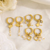 Gold Plated Stainless Steel Huggie Hoop Earrings for Women Chic Vintage Natural Stone Charms Jewelry - Image 27