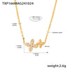 Necklace Bracelet For Women Stainless Steel Zircon 4 Petals Flower Pendant Chain Charm Jewelry Gift - Image 8