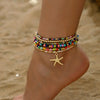 6pcs Set Charm Summer Beach Acrylic Round Ball Beaded Starfish Anklet for Women Multilayer Foot Jewelry Holiday Accessory Gift - Image 1