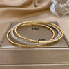 3pcs Two Tone Full Rhinestone Smooth Bangle Bracelets for Women Copper Stacking Bracelet Party Jewelry Gifts - Image 8