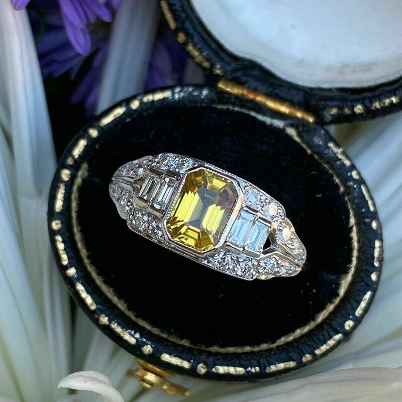 Novel Finger Rings Women Bright Yellow Zirconia Jewelry for Engagement Wedding Band Accessories - Image 1
