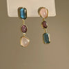 Asymmetric Colorful Gem Earrings Retro Temperament Women Decoration Antique Contrast Design Sense Earring Party Jewelry Gifts - Image 7