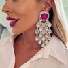 Stonefans Square Crystal Large Tassel Earrings Water Drop Decoration Women Exaggerated Pendant Earring Wedding Jewelry