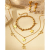Stainless Steel Simple Star Pendant Necklace Bracelet Faux Pearl Long Earrings Jewelry Set For Women Daily Wear - Image 6