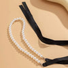 Imitation Pearl Choker Necklace with Lace-Up Bow Detail - Image 8