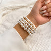 Wide Imitation Pearl Beaded Cuff Bracelet in Multiple Styles - Image 3