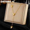 Dieyuro 316L Stainless Steel Heartshaped Gold Color Necklace For Girl Delicate Simplicity Love Pendant Neck Jewelry Gift - Image 1