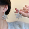 Shiny Snowflake Earrings for Women Unique Imitation Pearl Long Chain Rhinestone Retro Pendant Earrings Jewelry - Image 1