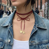 Vintage Red Velvet Bowknot Choker Necklace for Women Elegant Weave Knotted Bowknot Long Rope Layered Chain Y2K Sexy Jewelry Gift - Image 2