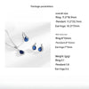 Women's Silver Set Jewelry Inlaid Simulated Sapphire Elegant Simple Necklace Earrings Ring Set Party Jewelry - Image 5