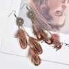 Bohemian Feather Earrings For Women Vintage Retro Ethnic Hollow Geometric Round Handmade Chain Long Earings Indian Party Jewelry - Image 5