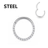 Hinged Stainless Steel Segment Piercing Ring with Stone Detail in 6 mm to 14 mm Sizes - Image 10