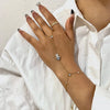 Devil's Eye Palm Zircon Chain Bracelet for Women Link Connected Stainless Steel Finger Ring Bracelets Hand Harness Jewelry - Image 2