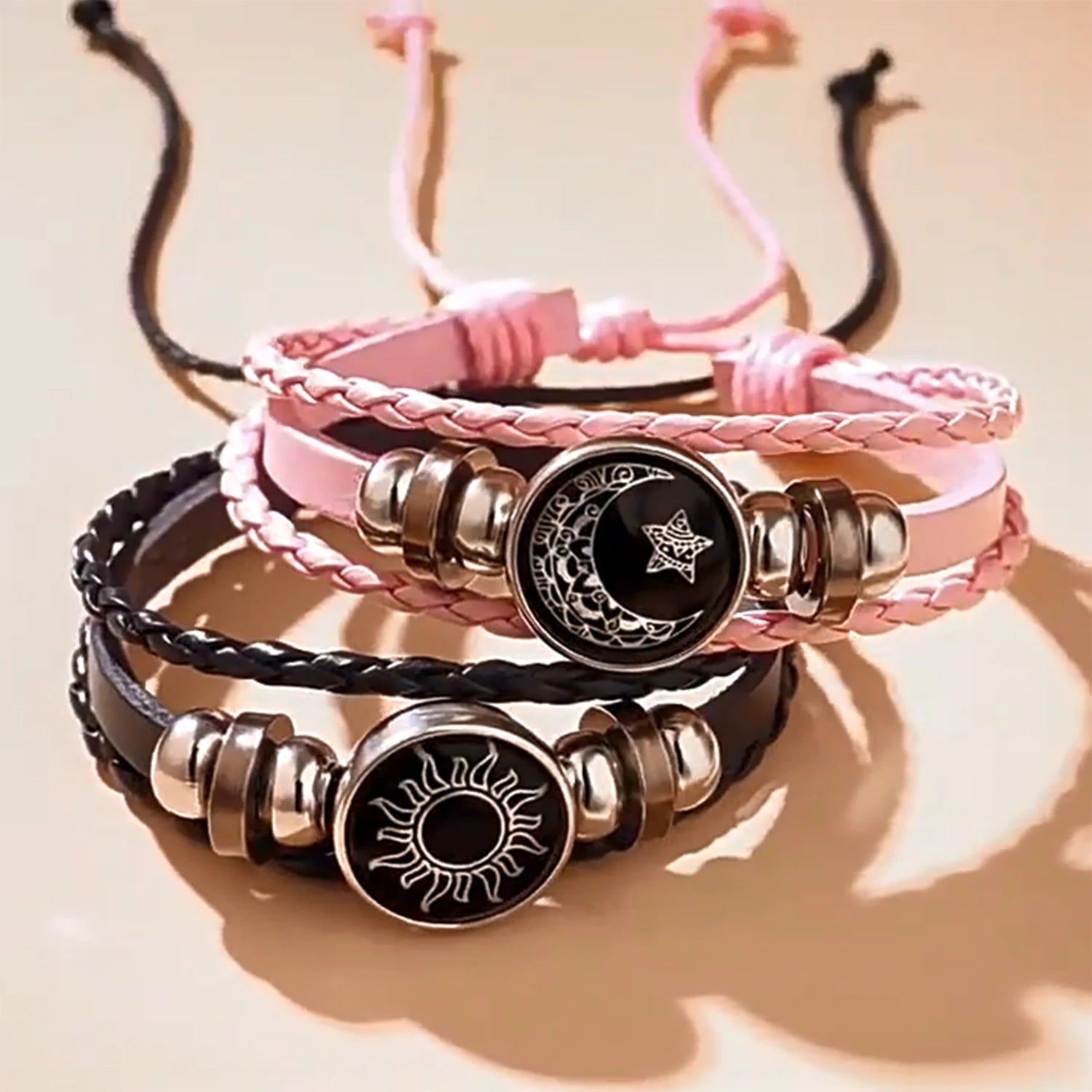 1/2Pcs Luminous Sun Moon Braided Bracelets for Lovers Adjustable Couple Bracelets Valentine Day Jewelry Girlfriend Gift - Image 1