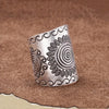 Thai Silver Craft Vintage sunflower Mens Rings Carven Design Domineering Ethnic Style Wide Ring Opening Banquet Jewelry - Image 3