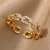 Classic Twist Chain Open Rings For Women Zircon Stainless Steel Geometric Twist Wrapped Couple Ring Wedding Aesthetic Jewelry - Image 1