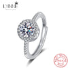 Silver Round Cubic Zirconia Adjustable Rings Women Jewelry Rhinestone Wedding Open Finger Ring - Image 1
