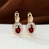 Cute Female Rose Gold Color Crystal Blue Stone Earrings Dainty Oval Zircon Wedding Jewelry For Women - Image 2