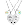 2 Pcs/Set Daisy Not Sisters By Blood Heart Pendant Necklace Stainless Steel Friends Friendship Jewelry Gifts - Image 2