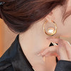 High End Gold Color Metal Circle Pearl Hoop Earrings Temperament Ear Jewelry Gothic Earrings for Women's Accessories - Image 4