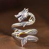 Buyee Silver Unique Big Ring Elegant Chinese Dragon Open Ring Finger for Men Rock Punk Jewelry Circle Gift - Image 1