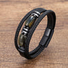 Tiger Eye Stone Men's Wristband Bracelet Hand-woven Multi-Layer Braided Leather Bangles Stainless Steel Jewelry - Image 9