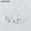 Silver Color Sweet Bud Leaf Simulated Pearl Necklace+Earrings+Bracelet For Women Jewelry Sets Korean Jewelry - Image 1